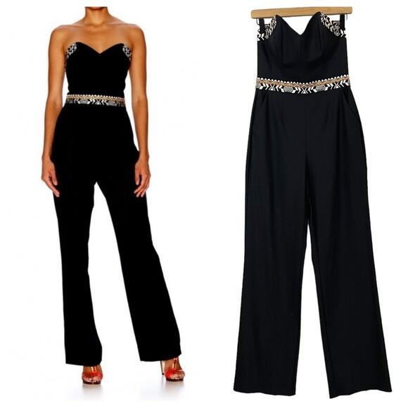 Camilla On the Road Embroidered Bustier Jumpsuit Black AU 10